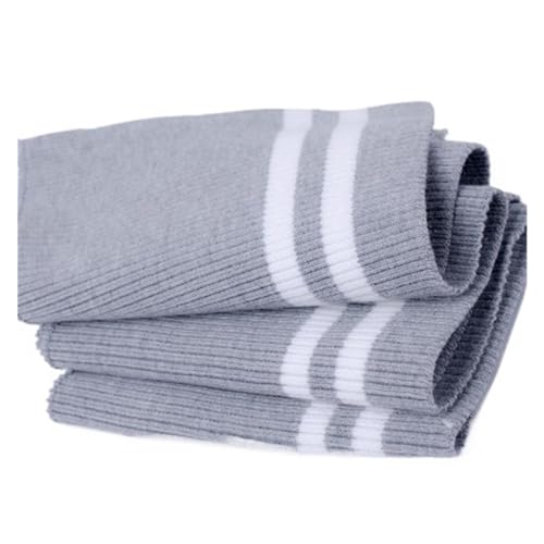 Elastische BüNdchen Dehnbare Big Rib 700 g/m² Baumwolle 15 x 80 cm dicker Stretch-Streifen-Strickstoff for DIY-Nähen, Bund, Leistenbündchen, Halsband, Jacken(LightGrayWhite) von DSFIHJO