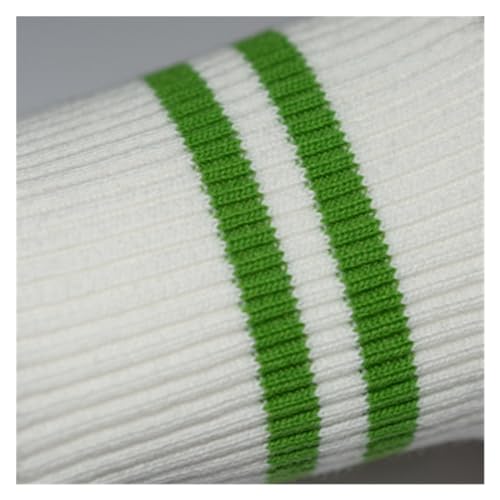 Elastische BüNdchen Dehnbare Big Rib 700 g/m² Baumwolle 15 x 80 cm dicker Stretch-Streifen-Strickstoff for DIY-Nähen, Bund, Leistenbündchen, Halsband, Jacken(WhiteGrassGreen) von DSFIHJO