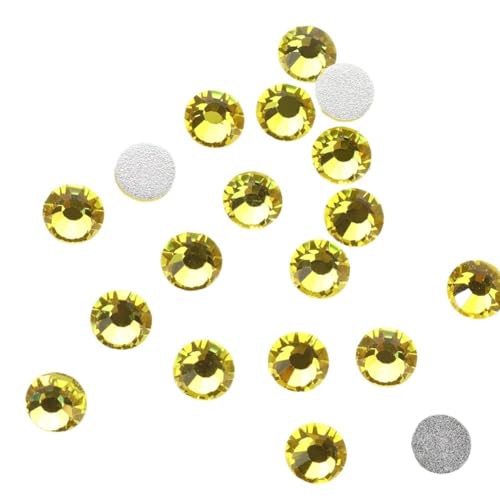 Hotfix Strasssteine Fixierung Kristall Cristales Flatback Zurück Nicht Hotfix Strass for Taschen Bekleidung DIY Nagel Kunst(119 Citrine,1.4mm SS4 1440pcs) von DSFIHJO