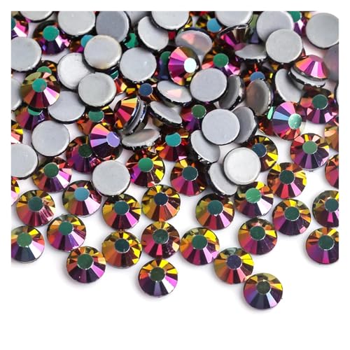 Hotfix Strasssteine Grüner Vulkan Farbe Eisen auf Strass/Hot Fix Kristall Strass Nähen & Stoff Bekleidungssteine(Rainbow RoseGold,Ss10 1440pcs) von DSFIHJO