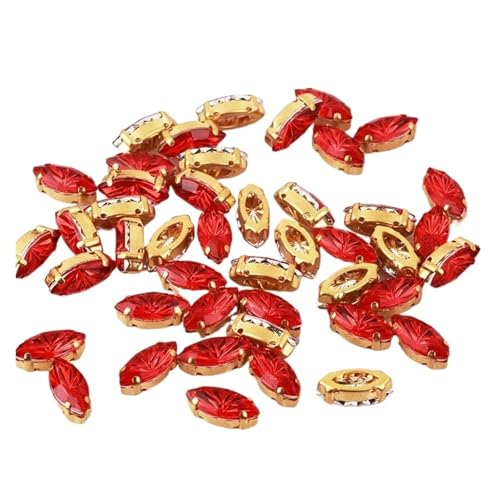 Hotfix Strasssteine Hotfix Strass Strasssteine ​​schillernde Edelsteine ​​für Handarbeiten DIY Nähbesätze(Red,7x15mm-50pcs) von DSFIHJO