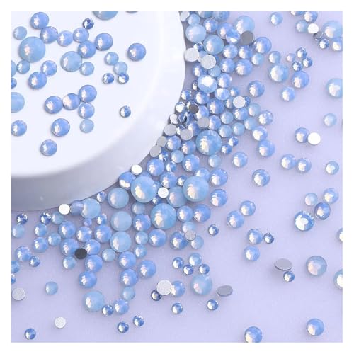 Hotfix Strasssteine Mix Größe Glitter Runde Strasssteine ​​Silber Unterseite Nicht Hotfix Kleine Kristall for Nagel Kunst Kleidung Dekoration(Blue Opal) von DSFIHJO