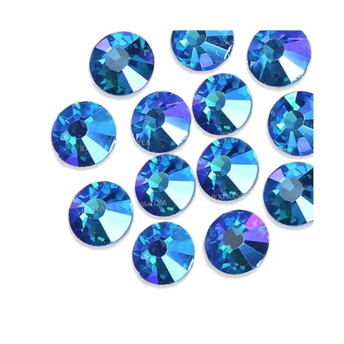 Hotfix Strasssteine Multi Farben Crystal AB Nicht Hot Fix Strass Flache Rückseite Nagel Glitters Kleidungsstück Stein(Capri Blue AB,Mix Sizes SS3-SS16) von DSFIHJO