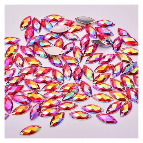 Hotfix Strasssteine Rosa AB Nähen Strass Flache Rückseite Pferd Auge Auf Kristall Lose Perle Stein for Handarbeiten(Red AB) von DSFIHJO