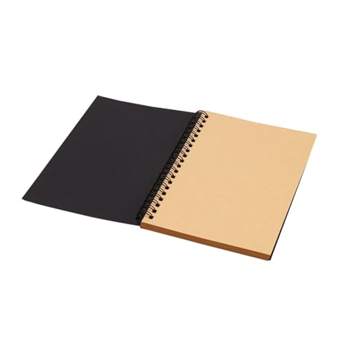 Inspirierende NotizbüCher 3 stücke Buch Retro Spirale Spule Kraft Papier Notebook Sketchbuch Malerei Tagebuch Zeichnung Malerei Graffiti Büro Schule Schreibwaren(Black-Khaki Inner,12x18cm-50 sheets) von DSFIHJO