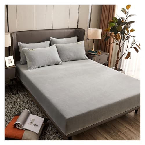 Samt-Spannbettlaken 1 stück Samtstoff Spannbettlaken Soft Touch Elastische Tagesdecke Matratzenbezug Bettwäscheschutz Winter Warm Flanell(Color 1,90X200X25CM) von DSFIHJO