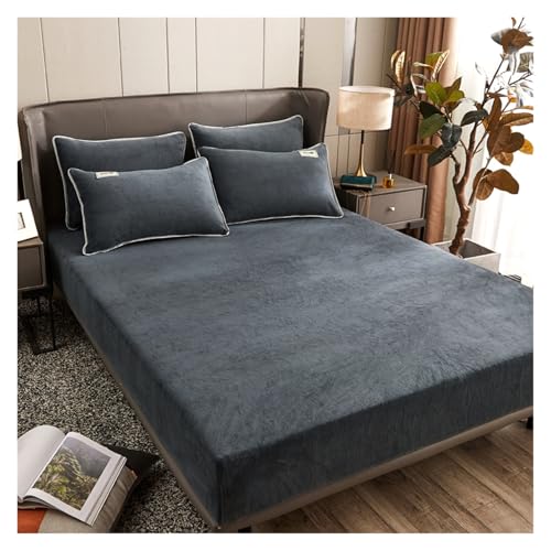 Samt-Spannbettlaken 1 stück Samtstoff Spannbettlaken Soft Touch Elastische Tagesdecke Matratzenbezug Bettwäscheschutz Winter Warm Flanell(Color 2,180X200X25CM) von DSFIHJO