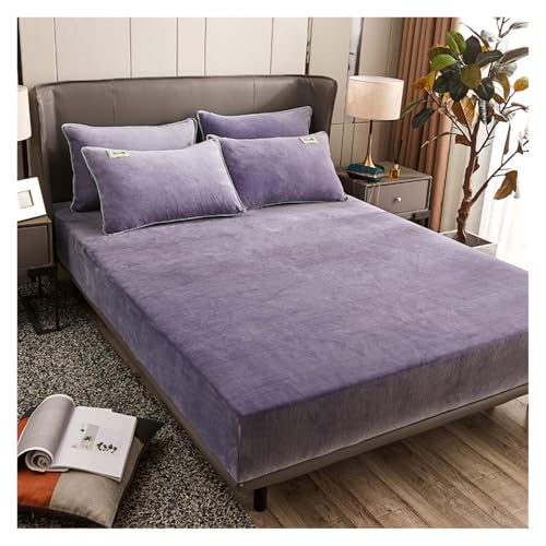 Samt-Spannbettlaken 1 stück Samtstoff Spannbettlaken Soft Touch Elastische Tagesdecke Matratzenbezug Bettwäscheschutz Winter Warm Flanell(Color 3,180X220X25CM) von DSFIHJO