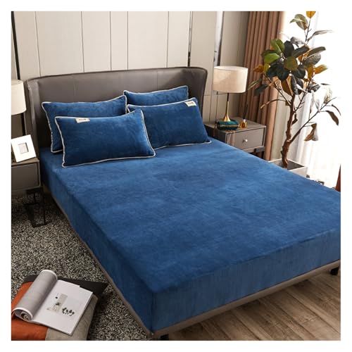 Samt-Spannbettlaken 1 stück Samtstoff Spannbettlaken Soft Touch Elastische Tagesdecke Matratzenbezug Bettwäscheschutz Winter Warm Flanell(Color 5,120X200X25CM) von DSFIHJO