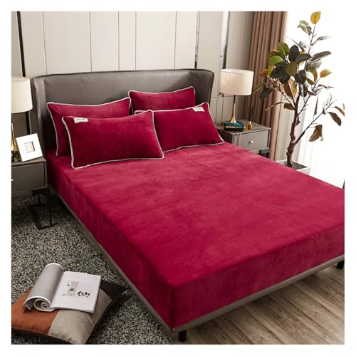 Samt-Spannbettlaken 1 stück Samtstoff Spannbettlaken Soft Touch Elastische Tagesdecke Matratzenbezug Bettwäscheschutz Winter Warm Flanell(Color 6,90X200X25CM) von DSFIHJO