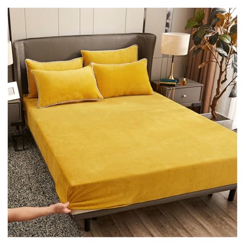 Samt-Spannbettlaken 1 stück Samtstoff Spannbettlaken Soft Touch Elastische Tagesdecke Matratzenbezug Bettwäscheschutz Winter Warm Flanell(Color 7,200X220X25CM) von DSFIHJO