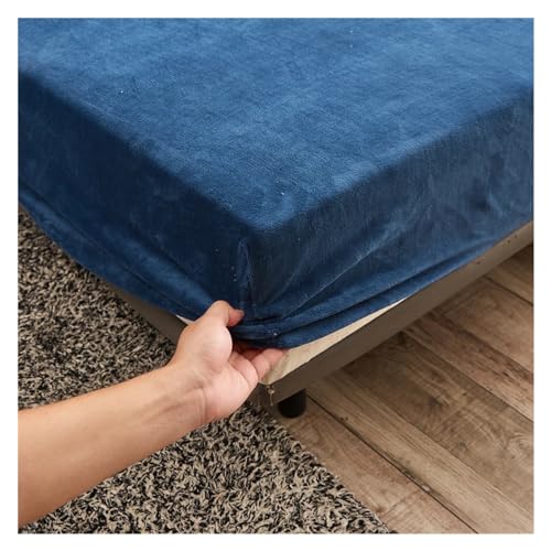 Samt-Spannbettlaken Spannbettlaken aus festem Stretch-Samtstoff, weiche, elastische Tagesdecke, Matratzenbezug, Bettwäscheschutz, for den Winter, hält warm(Color 5,150X200X25CM) von DSFIHJO