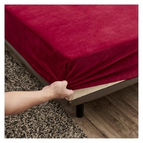 Samt-Spannbettlaken Spannbettlaken aus festem Stretch-Samtstoff, weiche, elastische Tagesdecke, Matratzenbezug, Bettwäscheschutz, for den Winter, hält warm(Color 6,90X200X25CM) von DSFIHJO