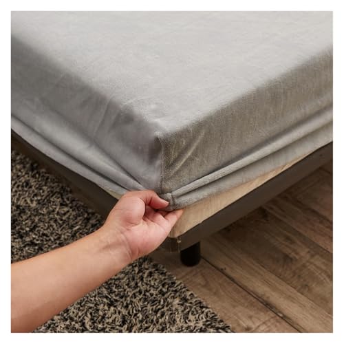 Samt-Spannbettlaken Spannbettlaken aus festem Stretch-Samtstoff in 9 Farben, weiche, elastische Tagesdecke, Matratzenbezug, Bettwäscheschutz(Color 1,150X200X25CM) von DSFIHJO