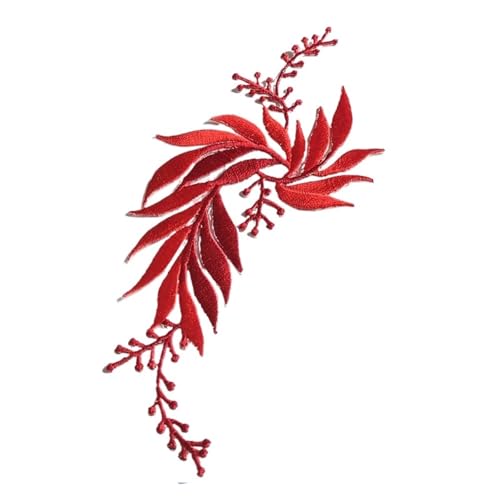gestickte aufnäher 1 Paar/2 Stück Design-Kleider mit Blatt-Applikation for Kleidung, thermoadhäsive Patches, Stickerei-Patch, Blumenblätter for Kleid(Red) von DSFIHJO