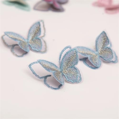 gestickte aufnäher 10 Stück Doppelschicht-Stickerei-Schmetterlings-Patch for Selbermachen, handgefertigtes Material, Kleidung, Haar-Accessoires, Zutaten(TH020-D) von DSFIHJO