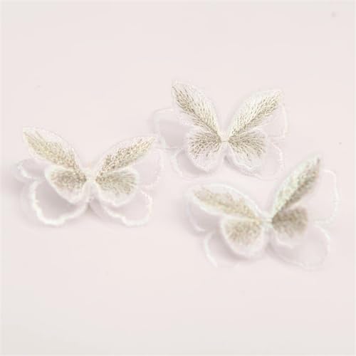 gestickte aufnäher 10 Stück Doppelschicht-Stickerei-Schmetterlings-Patch for Selbermachen, handgefertigtes Material, Kleidung, Haar-Accessoires, Zutaten(TH020-L) von DSFIHJO
