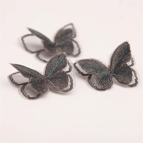 gestickte aufnäher 10 Stück Doppelschicht-Stickerei-Schmetterlings-Patch for Selbermachen, handgefertigtes Material, Kleidung, Haar-Accessoires, Zutaten(TH020-Q) von DSFIHJO