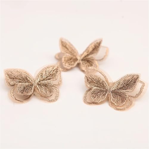 gestickte aufnäher 10 Stück Doppelschicht-Stickerei-Schmetterlings-Patch for Selbermachen, handgefertigtes Material, Kleidung, Haar-Accessoires, Zutaten(TH020-W) von DSFIHJO