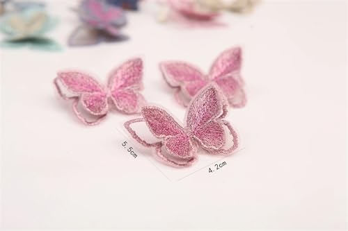 gestickte aufnäher 10 Stück Doppelschicht-Stickerei-Schmetterlings-Patch for Selbermachen, handgefertigtes Material, Kleidung, Haar-Accessoires, Zutaten(TH020-Y) von DSFIHJO