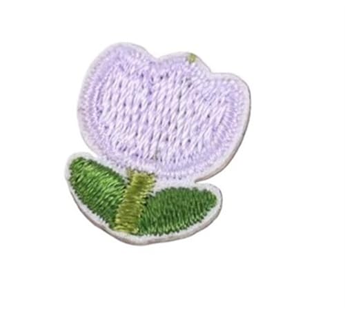 gestickte aufnäher 10 Stück selbstklebende Tulpen-Blumen-Stickerei-Patches for DIY-Handwerk, Shose-Tasche, Eisen auf Aufkleber, Kleidung, Applikationsstreifen(A8) von DSFIHJO