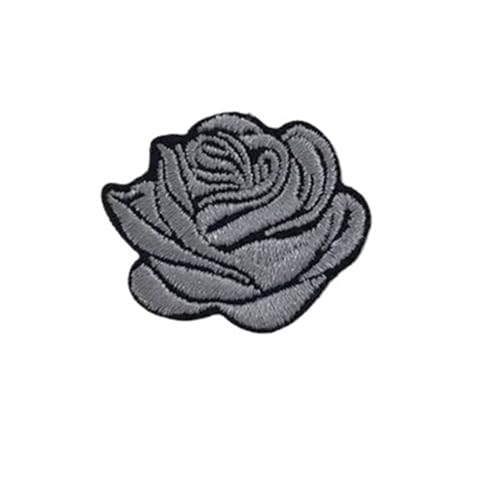 gestickte aufnäher 10 stück Mehrfarbige Kleine Rose Blumen Stickerei Eisen Patches for Kleidung Aufkleber Auf T-shirt Applikationen Streifen Kleidung Zubehör(Grey) von DSFIHJO