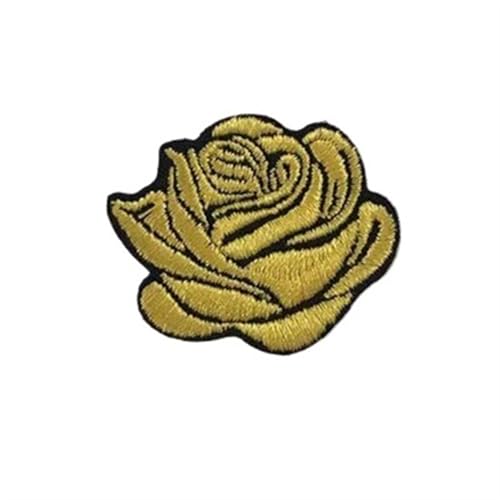 gestickte aufnäher 10 stück Mehrfarbige Kleine Rose Blumen Stickerei Eisen Patches for Kleidung Aufkleber Auf T-shirt Applikationen Streifen Kleidung Zubehör(Yellow) von DSFIHJO