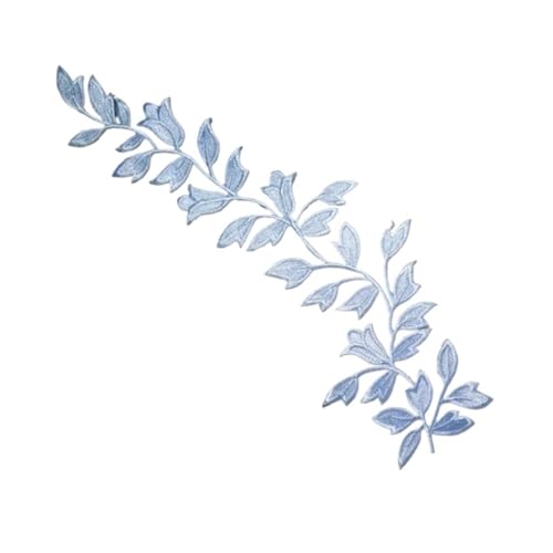 gestickte aufnäher 2 Stück 25 x 6 m Blatt-Applikation for Kleidung, Stickerei, Stoffaufkleber, for Aufbügeln, Basteln, Nähen, Reparatur(Blue) von DSFIHJO