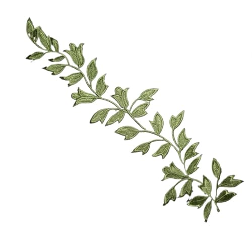 gestickte aufnäher 2 Stück 25 x 6 m Blatt-Applikation for Kleidung, Stickerei, Stoffaufkleber, for Aufbügeln, Basteln, Nähen, Reparatur(Green) von DSFIHJO