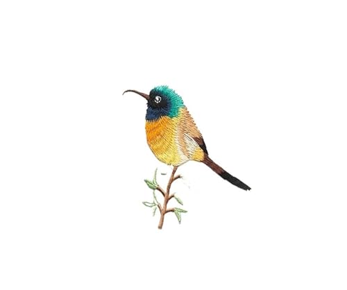 gestickte aufnäher 2 Stück Vogel-Aufnäher for Aufbügeln for Kleidung, Tier der Breach-Stickerei, Applikation, DIY, Hut, Mantel, Kleid, Hosen, Accessoires, Stoffaufkleber(04 single bird) von DSFIHJO
