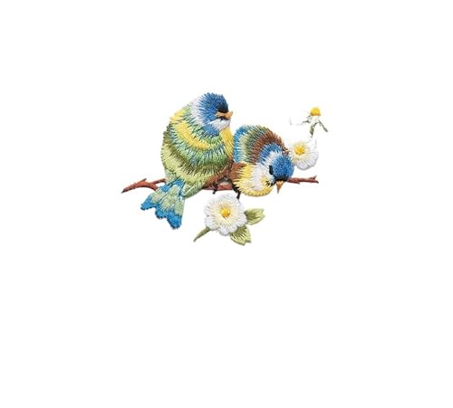 gestickte aufnäher 2 Stück Vogel-Aufnäher for Aufbügeln for Kleidung, Tier der Breach-Stickerei, Applikation, DIY, Hut, Mantel, Kleid, Hosen, Accessoires, Stoffaufkleber(09 double bird) von DSFIHJO