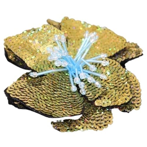 gestickte aufnäher 2 Stück handgefertigte große Pailletten-Blumen, gestickte glänzende Applikationen, modische Kleidung, Aufnäher, Zubehör(Dark Green Color) von DSFIHJO
