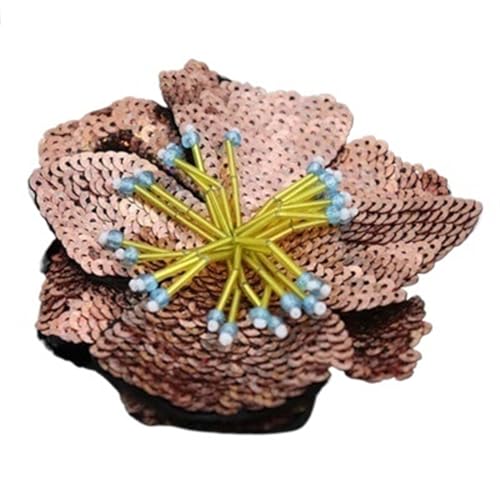 gestickte aufnäher 2 Stück handgefertigte große Pailletten-Blumen, gestickte glänzende Applikationen, modische Kleidung, Aufnäher, Zubehör(Dark Pink Color) von DSFIHJO