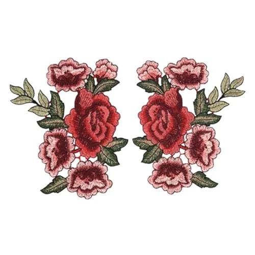 gestickte aufnäher 2 teil/satz Stickerei Rose Blume Patch Applikation Diy Handwerk for Jeans Hut Tasche Kleidung Zubehör Abzeichen(28-sew) von DSFIHJO