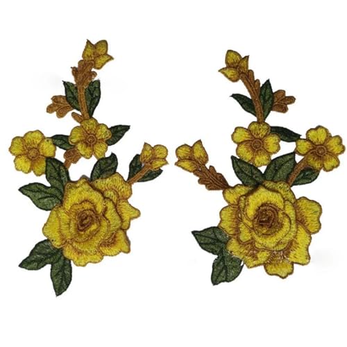gestickte aufnäher 2 teil/satz Stickerei Rose Blume Patch Applikation Diy Handwerk for Jeans Hut Tasche Kleidung Zubehör Abzeichen(41-sew) von DSFIHJO