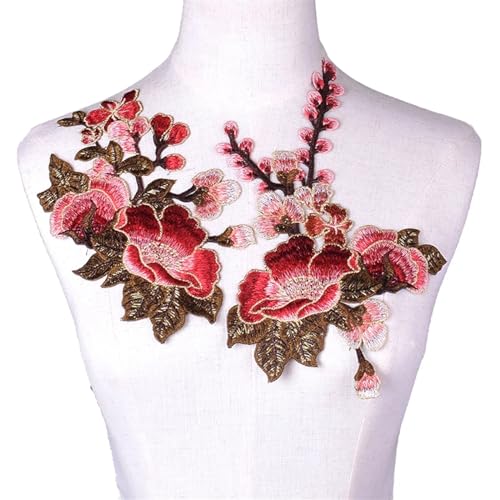 gestickte aufnäher 2 teil/satz Stickerei Rose Blume Patch Applikation Diy Handwerk for Jeans Hut Tasche Kleidung Zubehör Abzeichen(48-sew) von DSFIHJO