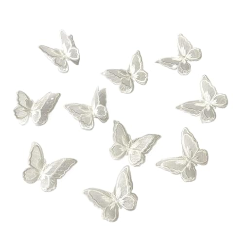 gestickte aufnäher 20 Stück Stickerei Schmetterling Nähen Eisen auf Patch Abzeichen Hochzeit Brautkleid bestickte Applikation Nähen Handwerk DIY(White) von DSFIHJO
