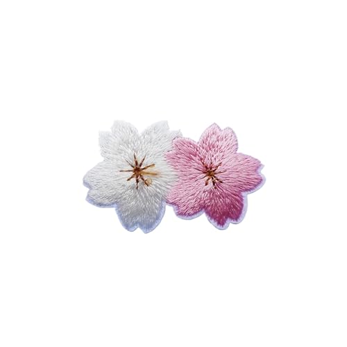 gestickte aufnäher 20 Stück bunte süße Kirschblüten-Aufnäher for Kleidung, Kleid, Stickerei, Nähzubehör, dekorativ, rosa, grün, blau, rot(Color304) von DSFIHJO