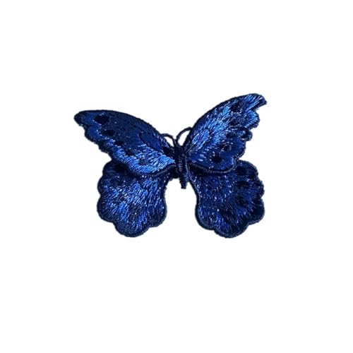 gestickte aufnäher 3Ps Blau 3d Schmetterling Stickerei Patches for Kleidung DIY Tier Gestickte Patch Applikationen for Jeans Kleid Jacken Dekoration von DSFIHJO