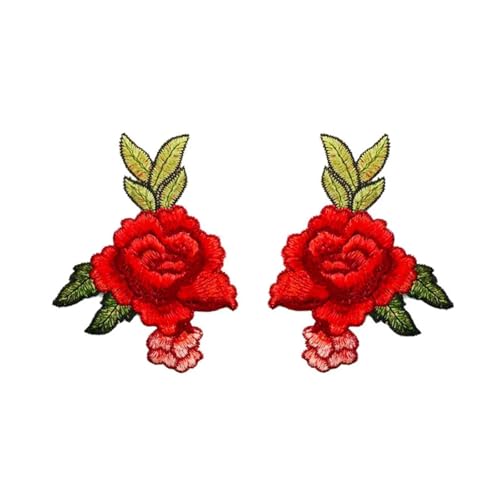 gestickte aufnäher 5 Stück Blumen-Applikation, bestickt, for Aufnähen, for Kleidung, Kleid, Aufkleber, DIY-Dekoration, Rosen/Schmetterling, Reparatur, Scrapbooking(Style 1) von DSFIHJO