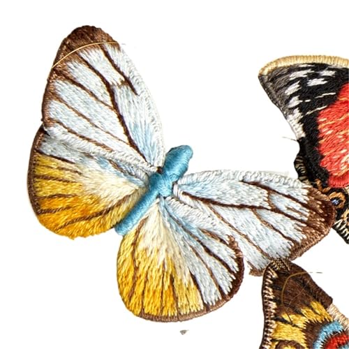 gestickte aufnäher Anfänger Schmetterling Stickerei Kits mit Reifen Diy Hand Brosche Stickerei Kit Nähen Handgemachte Handarbeiten Kreuzstich Set Dekor(Embroidery Kit-B) von DSFIHJO
