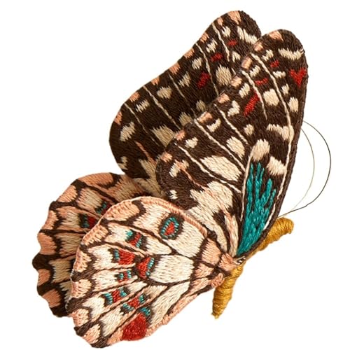 gestickte aufnäher Anfänger Schmetterling Stickerei Kits mit Reifen Diy Hand Brosche Stickerei Kit Nähen Handgemachte Handarbeiten Kreuzstich Set Dekor(Embroidery Kit-D) von DSFIHJO