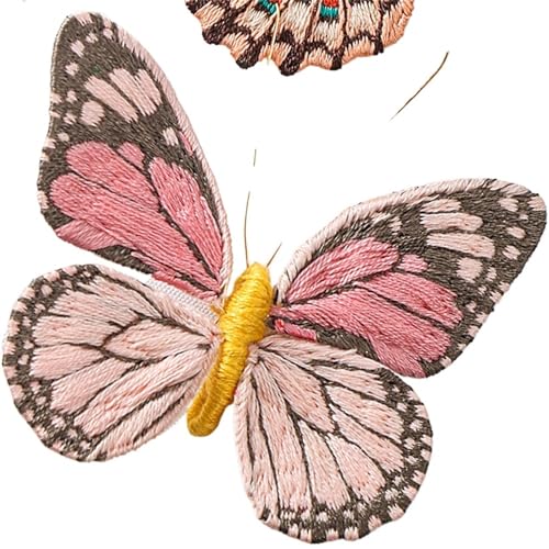 gestickte aufnäher Anfänger Schmetterling Stickerei Kits mit Reifen Diy Hand Brosche Stickerei Kit Nähen Handgemachte Handarbeiten Kreuzstich Set Dekor(Embroidery Kit-F) von DSFIHJO