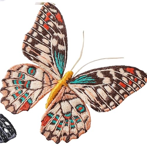 gestickte aufnäher Anfänger Schmetterling Stickerei Kits mit Reifen Diy Hand Brosche Stickerei Kit Nähen Handgemachte Handarbeiten Kreuzstich Set Dekor(Embroidery Kit-J) von DSFIHJO
