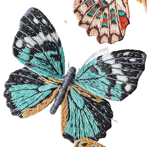 gestickte aufnäher Anfänger Schmetterling Stickerei Kits mit Reifen Diy Hand Brosche Stickerei Kit Nähen Handgemachte Handarbeiten Kreuzstich Set Dekor(Embroidery Kit-K) von DSFIHJO