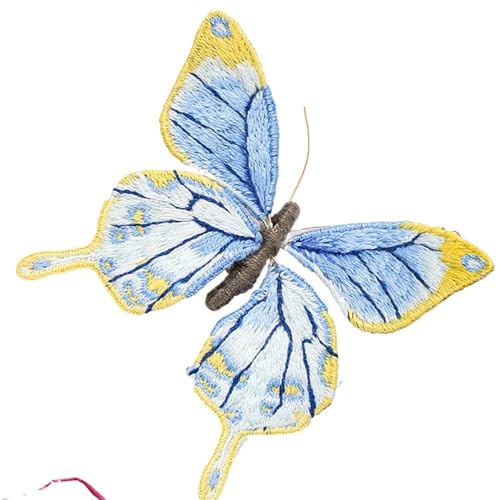 gestickte aufnäher Anfänger Schmetterling Stickerei Kits mit Reifen Diy Hand Brosche Stickerei Kit Nähen Handgemachte Handarbeiten Kreuzstich Set Dekor(Embroidery Kit-L) von DSFIHJO
