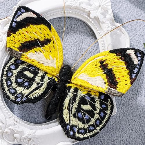 gestickte aufnäher Anfänger Schmetterling Stickerei Kits mit Reifen Diy Hand Brosche Stickerei Kit Nähen Handgemachte Handarbeiten Kreuzstich Set Dekor(Embroidery Kit-M) von DSFIHJO