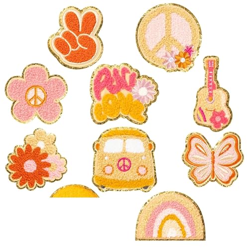 gestickte aufnäher Aufnäher for Aufbügeln for gestickte Applikationen, DIY, Nähen, Kleidung, Aufkleber, Zubehör for Rucksäcke, Hüte, Kleider, Jacken(10Pcs Boho) von DSFIHJO