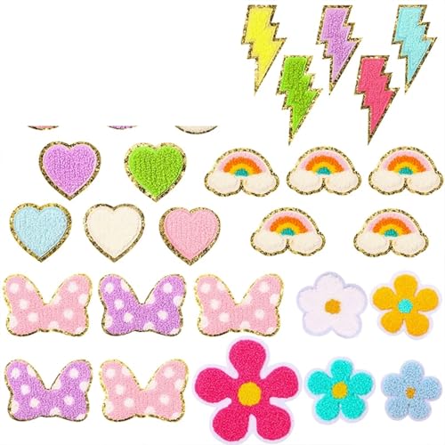gestickte aufnäher Aufnäher for Aufbügeln for gestickte Applikationen, DIY, Nähen, Kleidung, Aufkleber, Zubehör for Rucksäcke, Hüte, Kleider, Jacken(30Pcs Colorful) von DSFIHJO