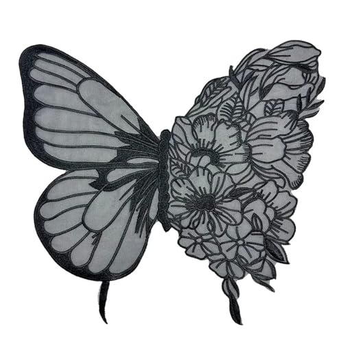 gestickte aufnäher Mode große Schmetterling Stickerei Applikationen for Kleidung Patches Spitze Stoff Zubehör for Hochzeitskleid Brautjungfer DIY Dekor(A) von DSFIHJO